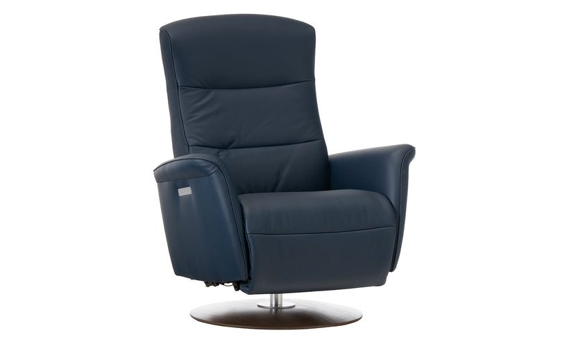 Blue recliner chair on a white background
